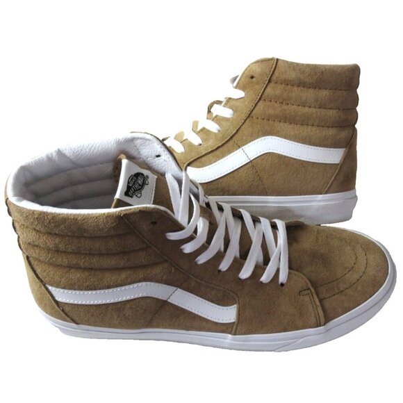 Vans Men's Sk8-Hi Pig Suede Tobacco Brown White Striped Skate shoes Size 13 NIB - Picture 2 of 5